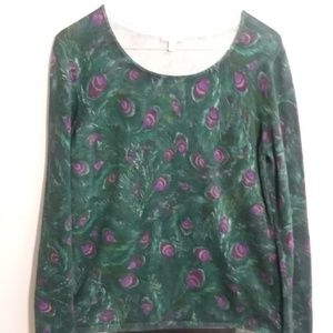 SWEATER TALBOTS PULLOVER PEACOCK FEATHER S